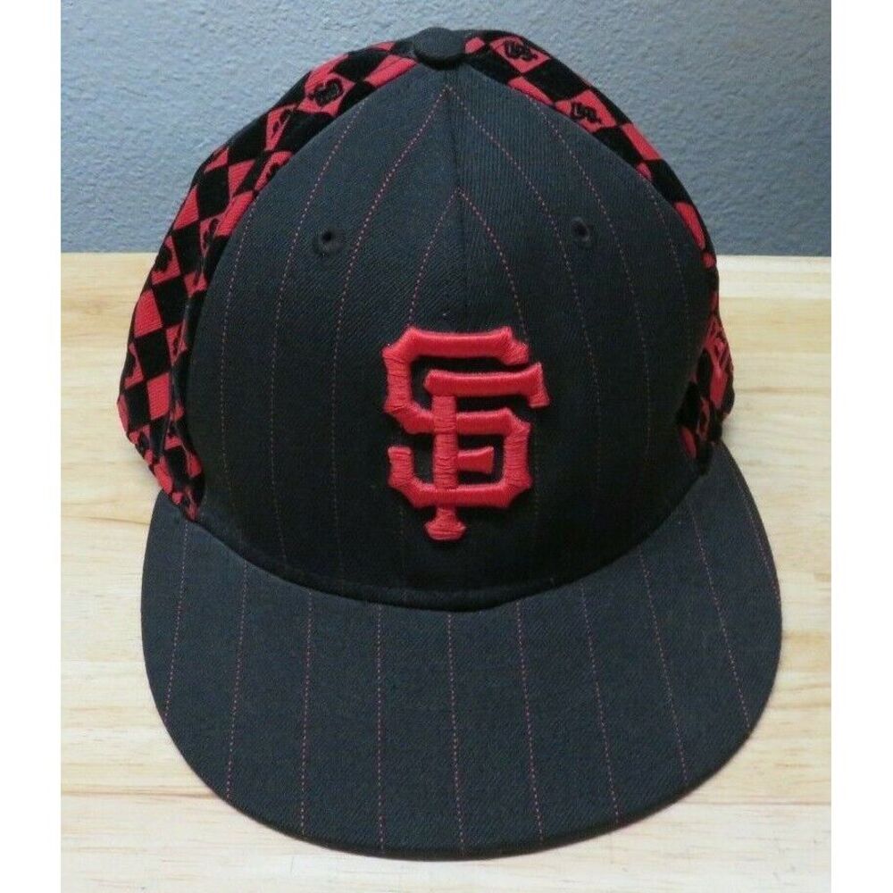 San Francisco Giants Black Red Diamond‎ Pattern Hat Red 59Fifty New Era 7 3/8 - Picture 2 of 8